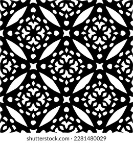  Grunge background with abstract shapes. Black and white texture. Seamless monochrome repeating pattern  for decor, fabric, cloth.