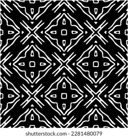  Grunge background with abstract shapes. Black and white texture. Seamless monochrome repeating pattern  for decor, fabric, cloth.