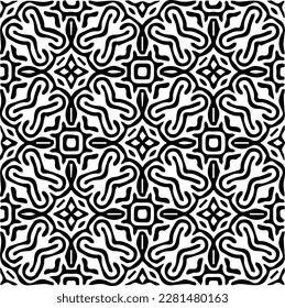  Grunge background with abstract shapes. Black and white texture. Seamless monochrome repeating pattern  for decor, fabric, cloth.