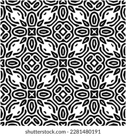  Grunge background with abstract shapes. Black and white texture. Seamless monochrome repeating pattern  for decor, fabric, cloth.
