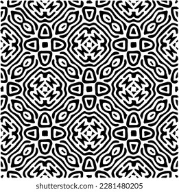  Grunge background with abstract shapes. Black and white texture. Seamless monochrome repeating pattern  for decor, fabric, cloth.