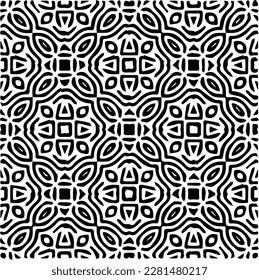  Grunge background with abstract shapes. Black and white texture. Seamless monochrome repeating pattern  for decor, fabric, cloth.