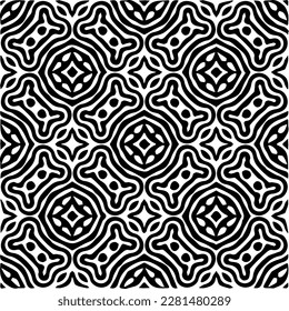  Grunge background with abstract shapes. Black and white texture. Seamless monochrome repeating pattern  for decor, fabric, cloth.