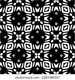 Grunge background with abstract shapes. Black and white texture. Seamless monochrome repeating pattern  for decor, fabric, cloth.