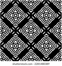 Grunge background with abstract shapes. Black and white texture. Seamless monochrome repeating pattern  for decor, fabric, cloth.