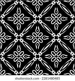  Grunge background with abstract shapes. Black and white texture. Seamless monochrome repeating pattern  for decor, fabric, cloth.