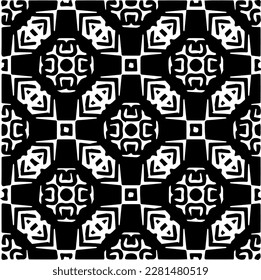  Grunge background with abstract shapes. Black and white texture. Seamless monochrome repeating pattern  for decor, fabric, cloth.