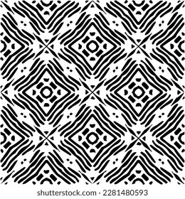  brüchiger Hintergrund mit abstrakten Formen. Schwarz-Weiß-Textur. Nahtlose, monochrome Wiederholung für Dekoration, Stoff, Stoff.