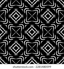  Grunge background with abstract shapes. Black and white texture. Seamless monochrome repeating pattern  for decor, fabric, cloth.