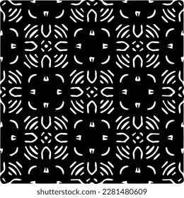  Grunge background with abstract shapes. Black and white texture. Seamless monochrome repeating pattern  for decor, fabric, cloth.