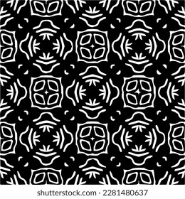  Grunge background with abstract shapes. Black and white texture. Seamless monochrome repeating pattern  for decor, fabric, cloth.