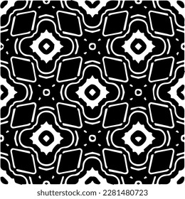  Grunge background with abstract shapes. Black and white texture. Seamless monochrome repeating pattern  for decor, fabric, cloth.