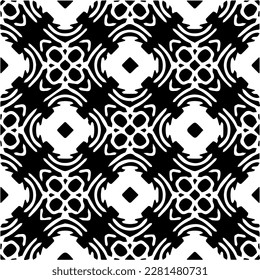  Grunge background with abstract shapes. Black and white texture. Seamless monochrome repeating pattern  for decor, fabric, cloth.