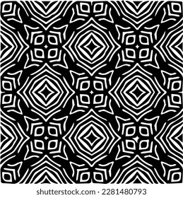  Grunge background with abstract shapes. Black and white texture. Seamless monochrome repeating pattern  for decor, fabric, cloth.
