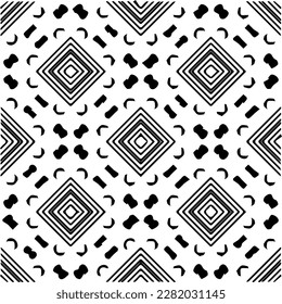 Grunge background with abstract shapes. Black and white texture. Seamless monochrome repeating pattern for web page, textures, card, poster, fabric, textile.