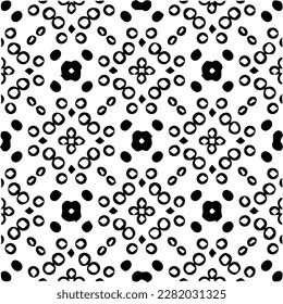 Grunge background with abstract shapes. Black and white texture. Seamless monochrome repeating pattern for web page, textures, card, poster, fabric, textile.