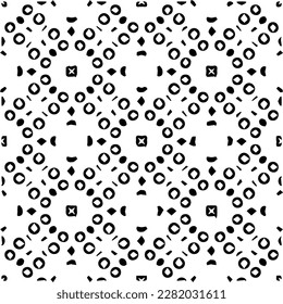 Grunge background with abstract shapes. Black and white texture. Seamless monochrome repeating pattern for web page, textures, card, poster, fabric, textile.