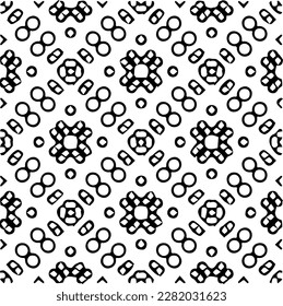 brüchiger Hintergrund mit abstrakten Formen. Schwarz-Weiß-Textur. Nahtlose monochrome Wiederholung Muster für Webseiten, Texturen, Karten, Poster, Gewebe, Textilien.