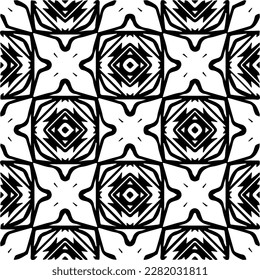 Grunge background with abstract shapes. Black and white texture. Seamless monochrome repeating pattern for web page, textures, card, poster, fabric, textile.