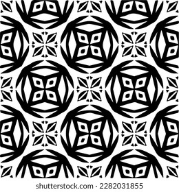 Grunge background with abstract shapes. Black and white texture. Seamless monochrome repeating pattern for web page, textures, card, poster, fabric, textile.