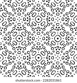 Grunge background with abstract shapes. Black and white texture. Seamless monochrome repeating pattern for web page, textures, card, poster, fabric, textile.