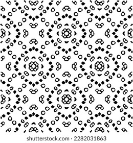 Grunge background with abstract shapes. Black and white texture. Seamless monochrome repeating pattern for web page, textures, card, poster, fabric, textile.