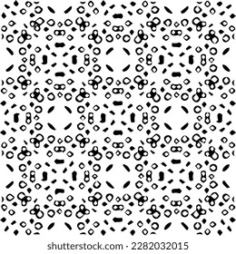 Grunge background with abstract shapes. Black and white texture. Seamless monochrome repeating pattern for web page, textures, card, poster, fabric, textile.