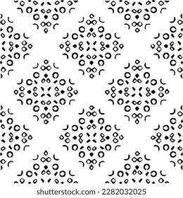 Grunge background with abstract shapes. Black and white texture. Seamless monochrome repeating pattern for web page, textures, card, poster, fabric, textile.