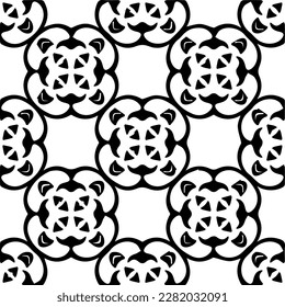 Grunge background with abstract shapes. Black and white texture. Seamless monochrome repeating pattern for web page, textures, card, poster, fabric, textile.