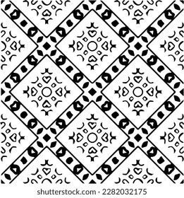 Grunge background with abstract shapes. Black and white texture. Seamless monochrome repeating pattern for web page, textures, card, poster, fabric, textile.