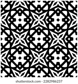 Grunge background with abstract shapes. Black and white texture. Seamless monochrome repeating pattern for web page, textures, card, poster, fabric, textile.