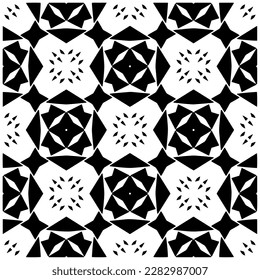 Grunge background with abstract shapes. Black and white texture. Seamless monochrome repeating pattern for web page, textures, card, poster, fabric, textile.
