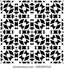 Grunge background with abstract shapes. Black and white texture. Seamless monochrome repeating pattern for web page, textures, card, poster, fabric, textile.