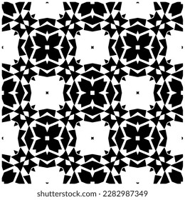 Grunge background with abstract shapes. Black and white texture. Seamless monochrome repeating pattern for web page, textures, card, poster, fabric, textile.