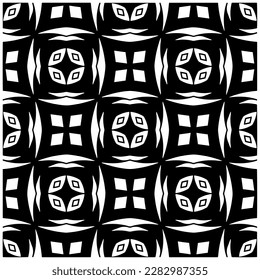 Grunge background with abstract shapes. Black and white texture. Seamless monochrome repeating pattern for web page, textures, card, poster, fabric, textile.