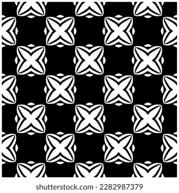 Grunge background with abstract shapes. Black and white texture. Seamless monochrome repeating pattern for web page, textures, card, poster, fabric, textile.
