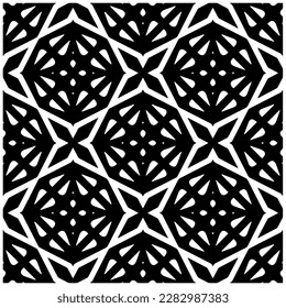 Grunge background with abstract shapes. Black and white texture. Seamless monochrome repeating pattern for web page, textures, card, poster, fabric, textile.