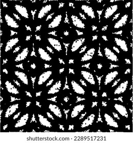 Grunge background with abstract shapes. Black and white texture. Seamless monochrome repeating pattern  for decor, fabric, cloth.
