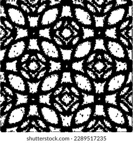 Grunge background with abstract shapes. Black and white texture. Seamless monochrome repeating pattern  for decor, fabric, cloth.