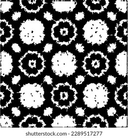 Grunge background with abstract shapes. Black and white texture. Seamless monochrome repeating pattern  for decor, fabric, cloth.