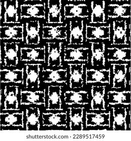 Grunge el fondo con formas abstractas. Textura en blanco y negro. Patrón de repetición monocromático sin inconvenientes para la decoración, la tela, la tela.