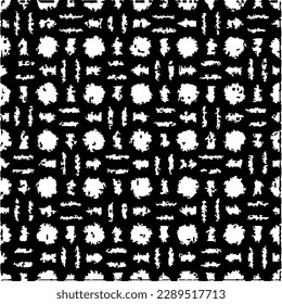 Grunge background with abstract shapes. Black and white texture. Seamless monochrome repeating pattern  for decor, fabric, cloth.