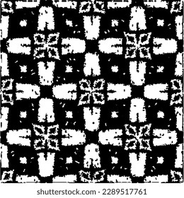  Grunge background with abstract shapes. Black and white texture. Seamless monochrome repeating pattern  for decor, fabric, cloth.