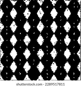  Grunge background with abstract shapes. Black and white texture. Seamless monochrome repeating pattern  for decor, fabric, cloth.