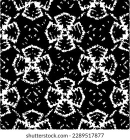  Grunge background with abstract shapes. Black and white texture. Seamless monochrome repeating pattern  for decor, fabric, cloth.