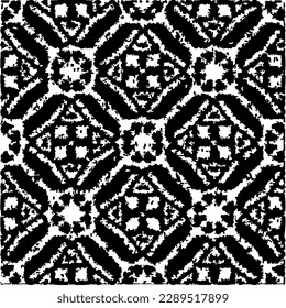  Grunge background with abstract shapes. Black and white texture. Seamless monochrome repeating pattern  for decor, fabric, cloth.