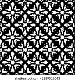  Grunge background with abstract shapes. Black and white texture. Seamless monochrome repeating pattern  for decor, fabric, cloth.