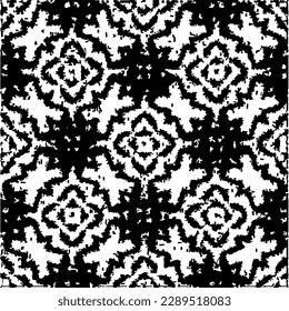  Grunge background with abstract shapes. Black and white texture. Seamless monochrome repeating pattern  for decor, fabric, cloth.
