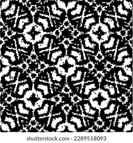  Grunge background with abstract shapes. Black and white texture. Seamless monochrome repeating pattern  for decor, fabric, cloth.