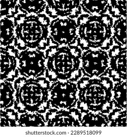  Grunge background with abstract shapes. Black and white texture. Seamless monochrome repeating pattern  for decor, fabric, cloth.